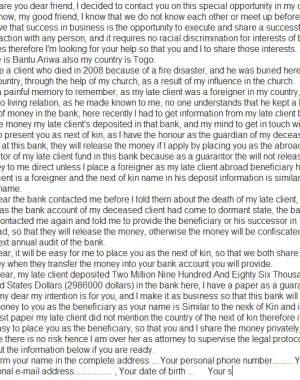 Nigerian spam, letter 1