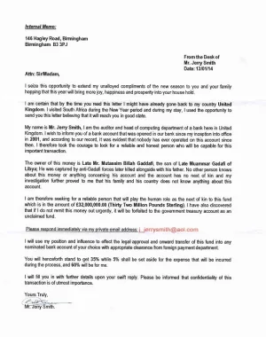 Nigerian spam, letter 3