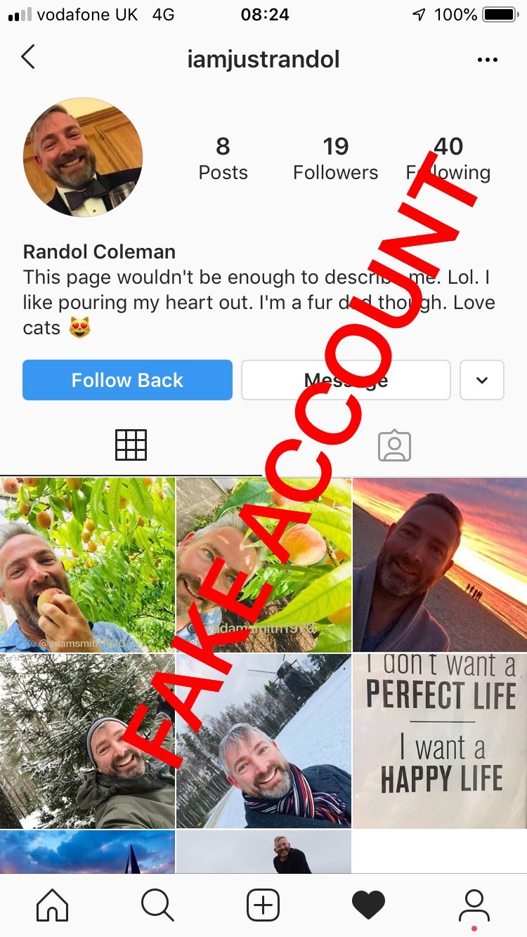 Adam Smith fake account on Instagram - 10