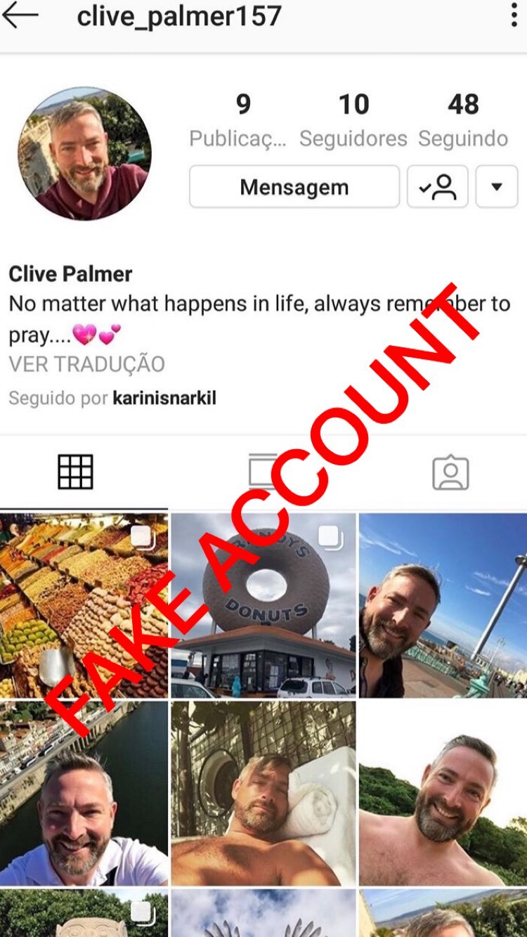 Adam Smith fake account on Instagram - 2