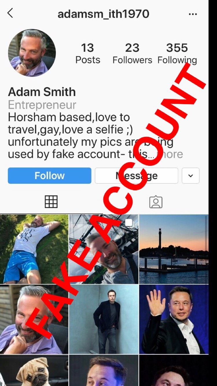 Adam Smith fake account on Instagram - 29