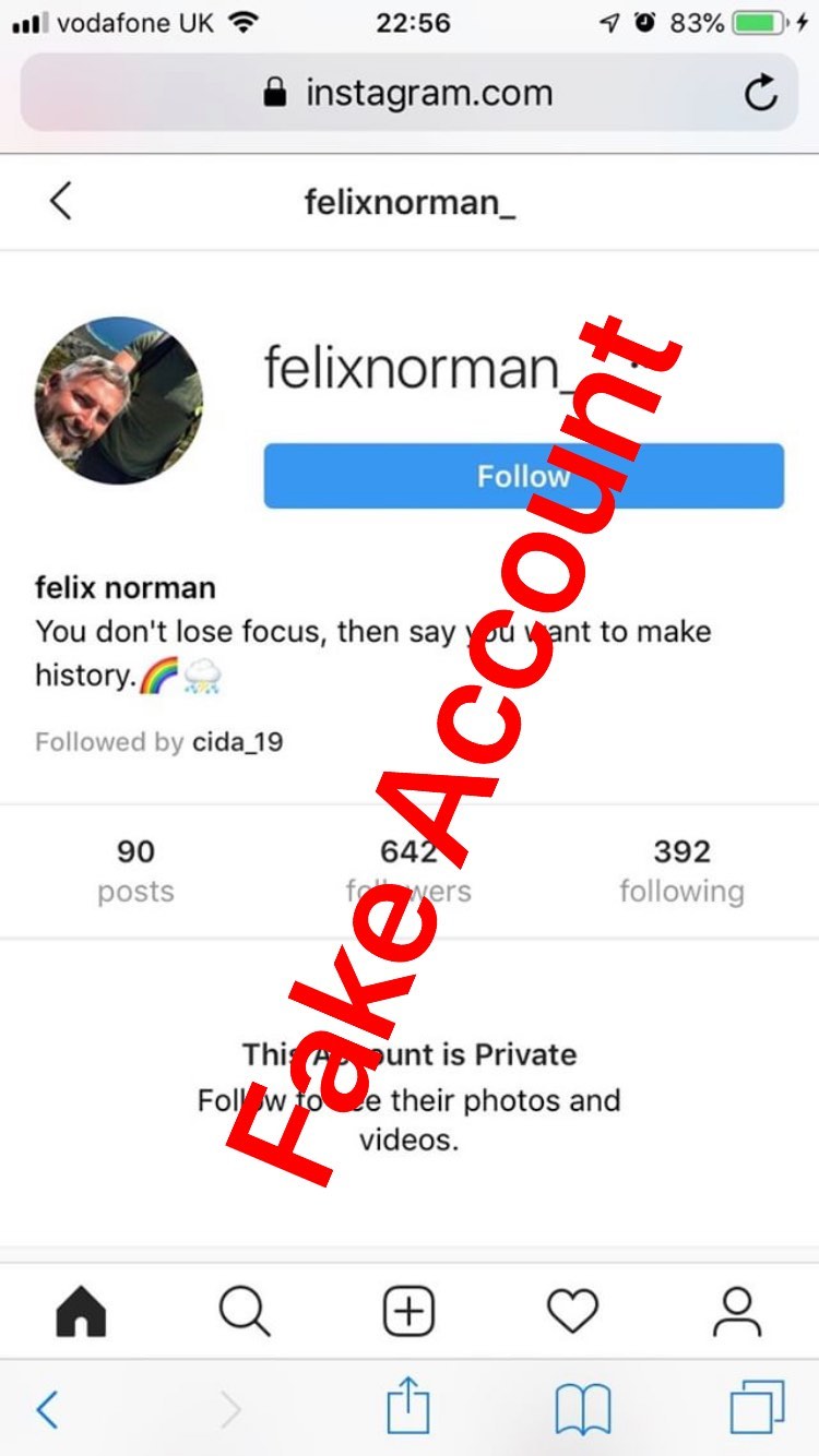 Adam Smith fake account on Instagram - 3