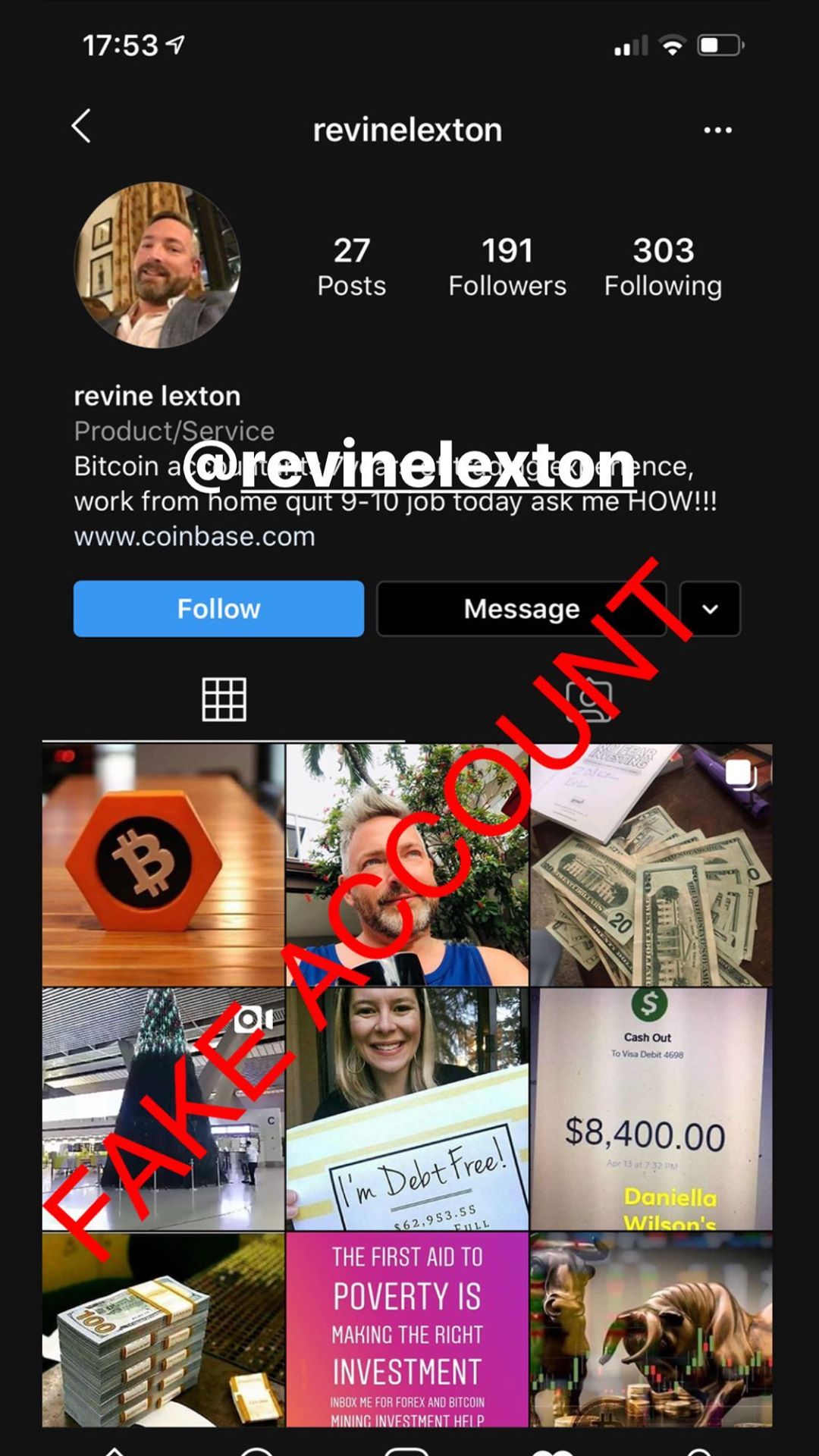 Adam Smith fake account on Instagram - 36