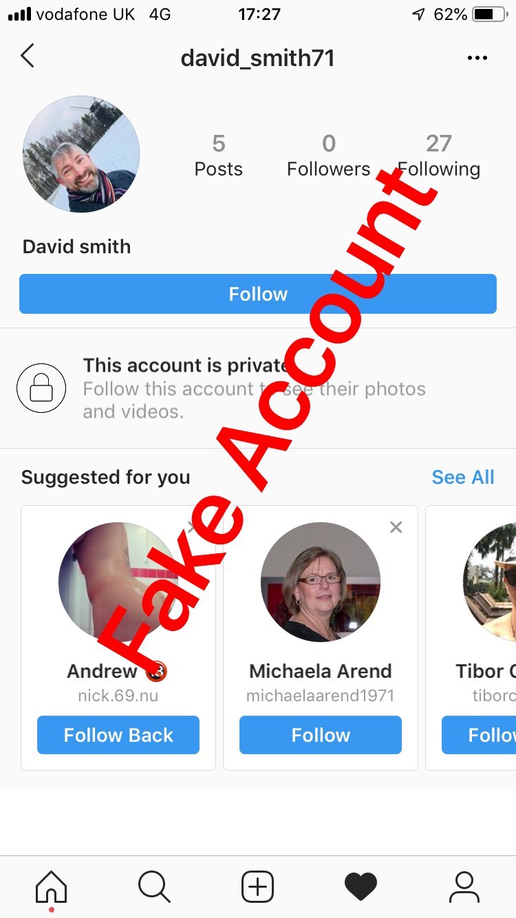 Adam Smith fake account on Instagram - 5