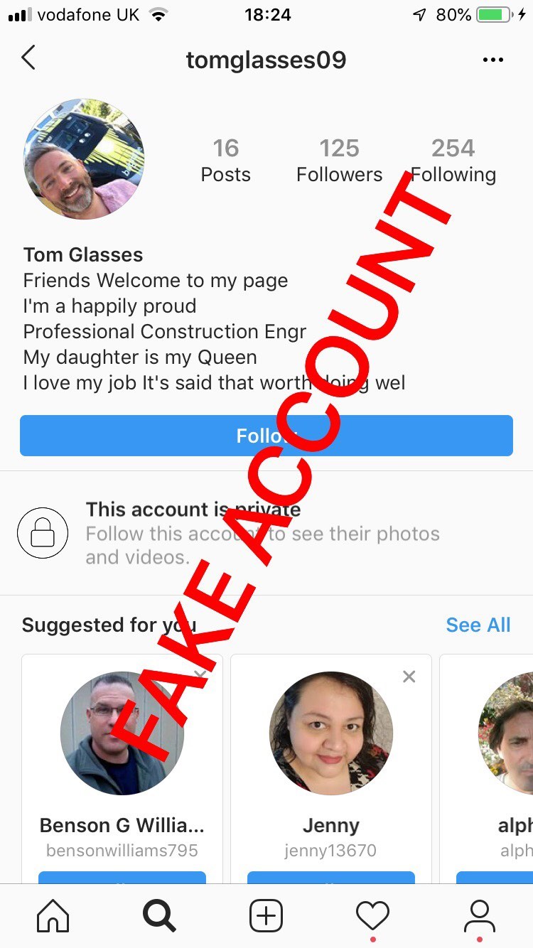 Adam Smith fake account on Instagram - 6