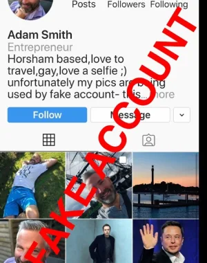 Adam Smith fake account on Instagram 29