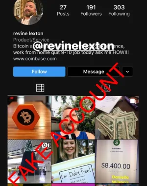 Adam Smith fake account on Instagram 36