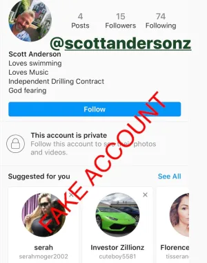 Adam Smith fake account on Instagram 46