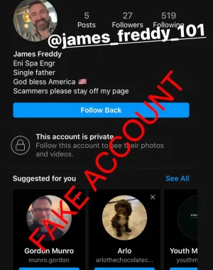 Adam Smith fake account on Instagram 66