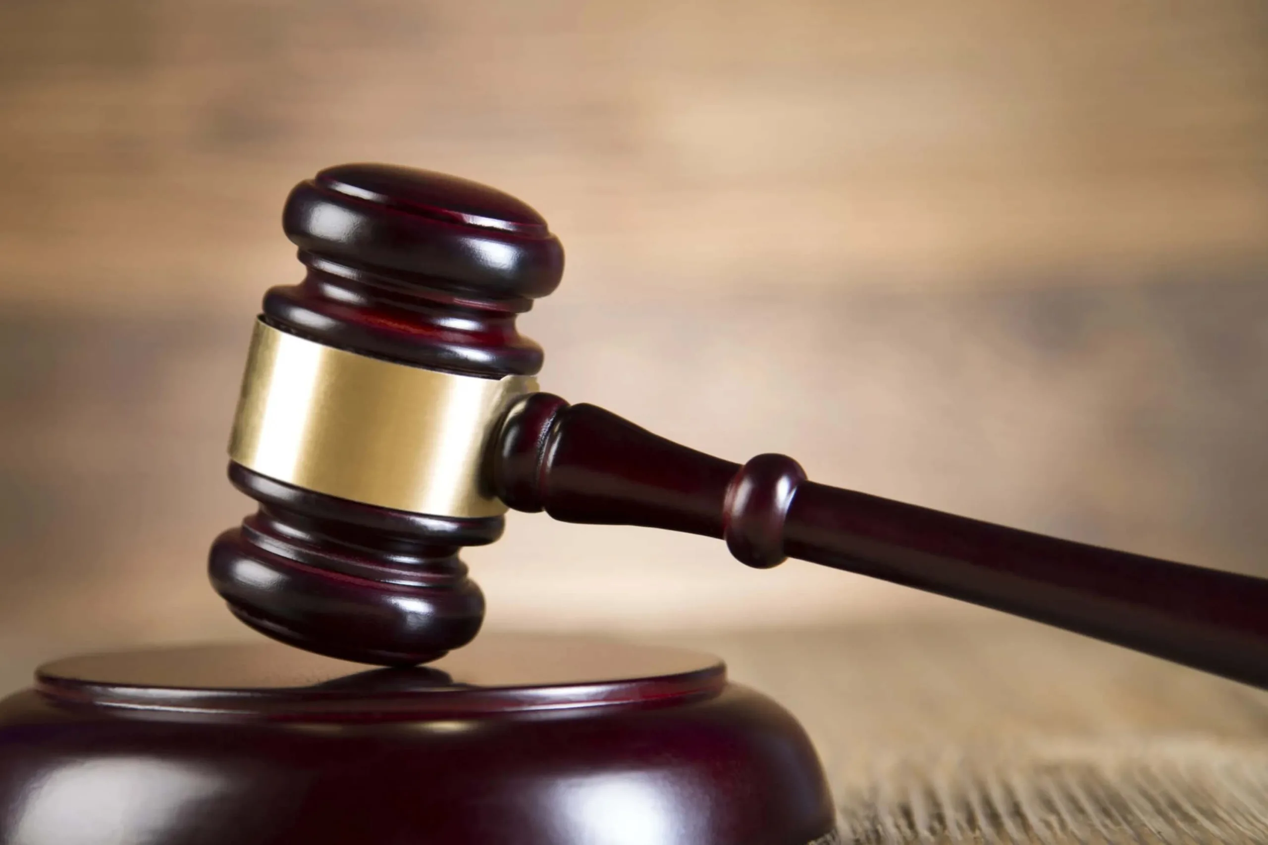 Judge’s gavel in courtroom