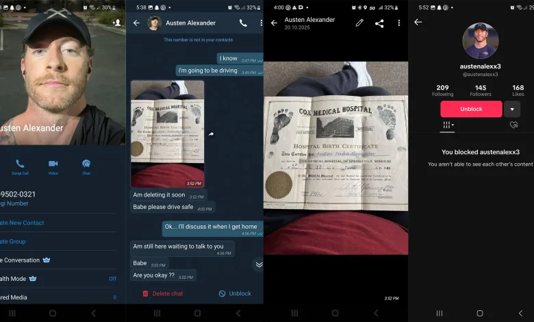 Austen Alexander fake account on Zangi