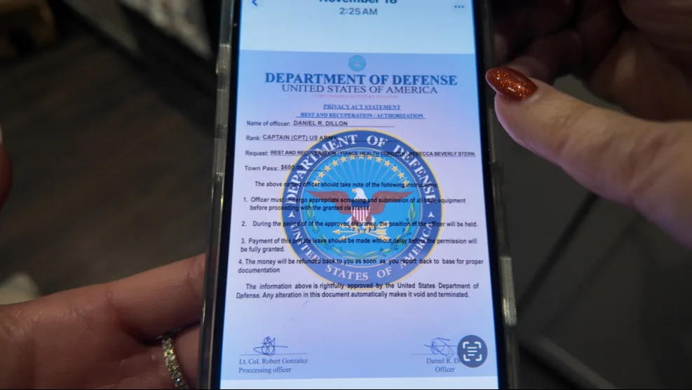 A fake document in which a man claimed he was working with the Department of Defense in Israel